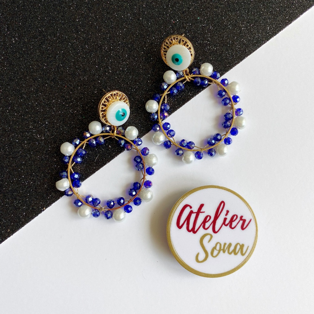 Evil Eye Beaded Hoop Earrings 19$